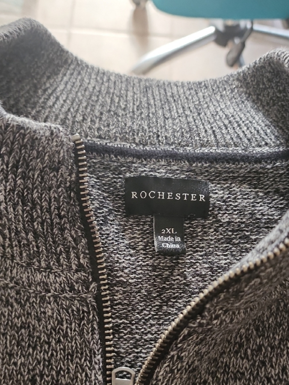 Gray Zipup Sweater Textile Accessory - Picture 2 of 4